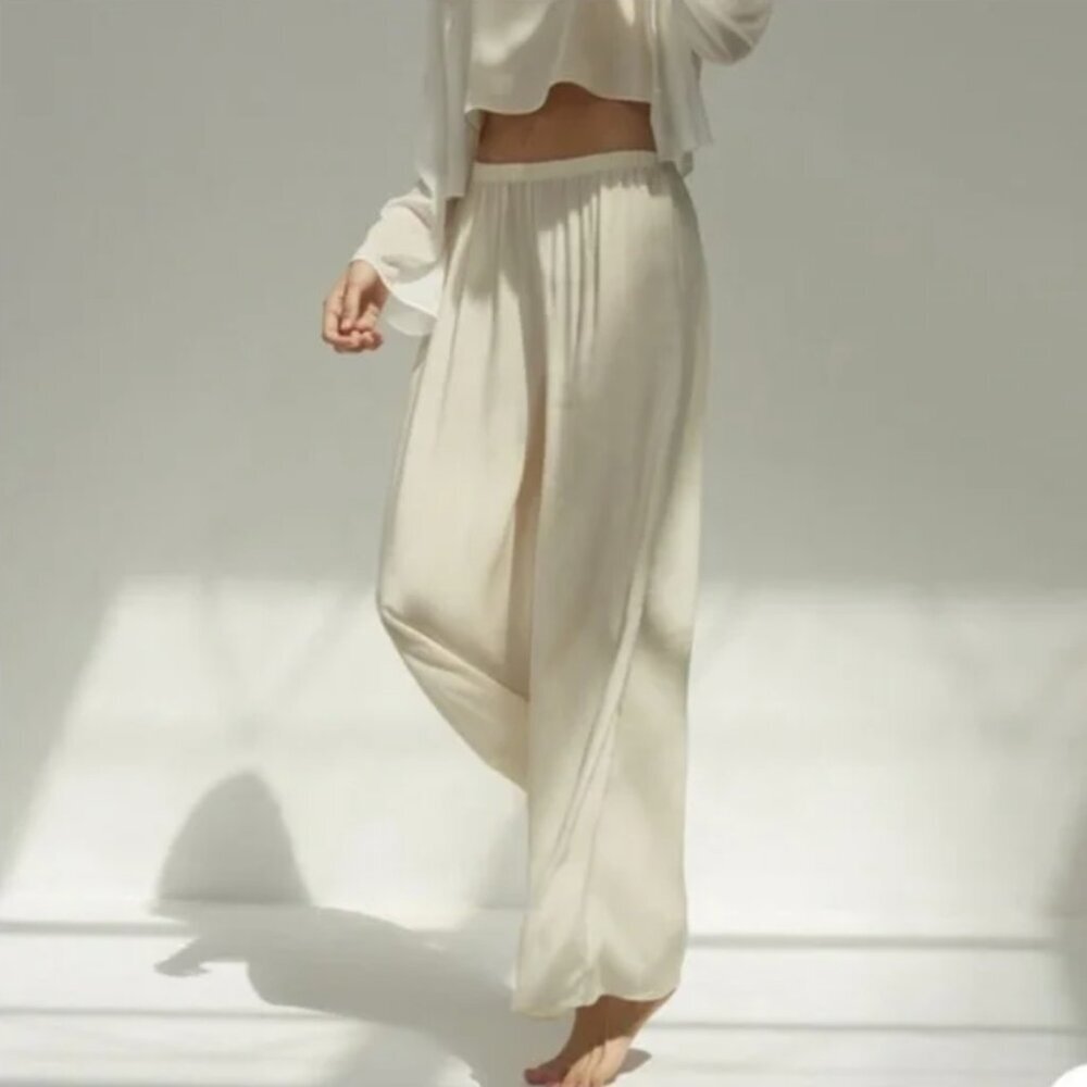 NAP Loungewear Cupro Rayon Blend Pull Wide Leg Pants Small